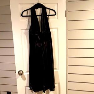 Gorgeous hater satin black dress with low back. Marilyn Monroe style